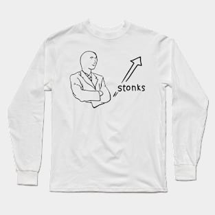 Stonk meme line art Long Sleeve T-Shirt